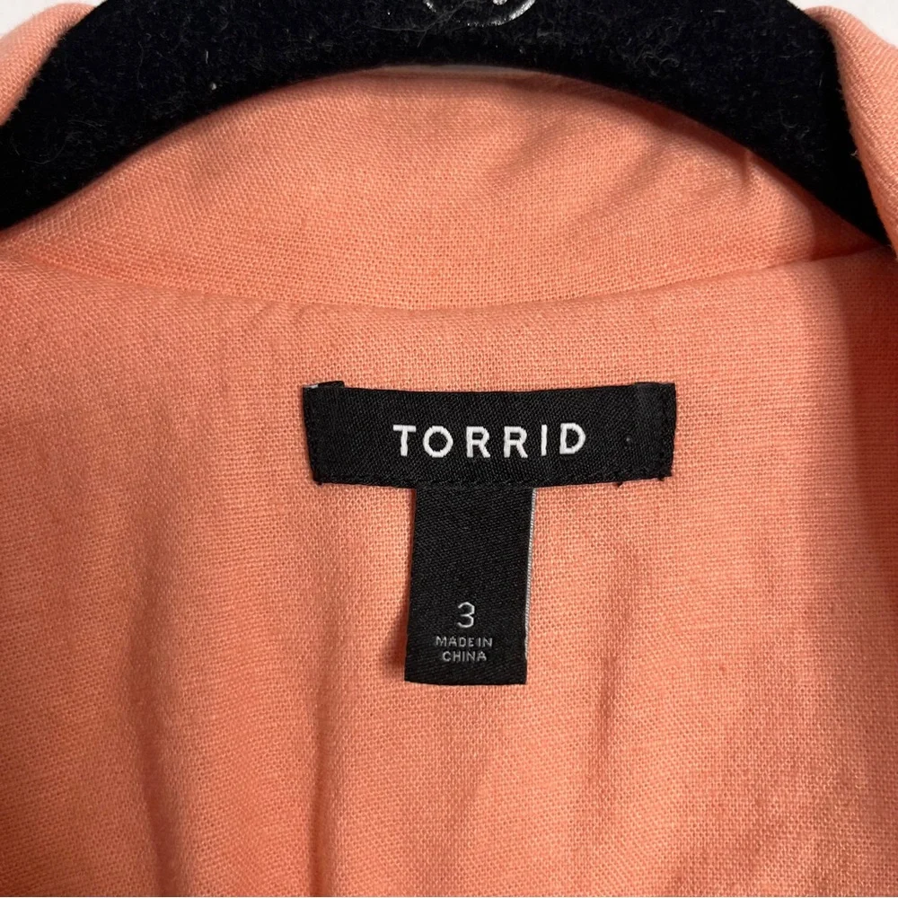 Torrid Linen Blend Coral Peach Unlined Unstructured Blazer Women's 3 US 3X
